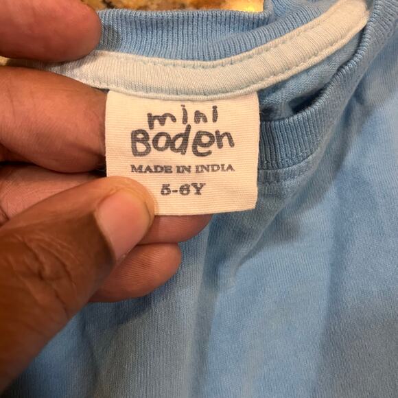 Mini Boden Girls 5-6 Wale Shirt Short Sleeve Blue Colorful Poke Dots - Picture 5 of 8